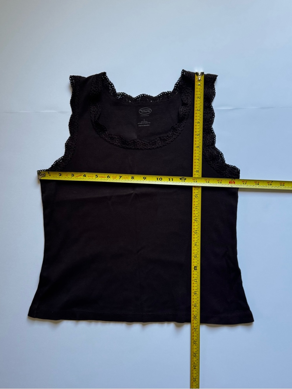 Talbots Chocolate Brown Lace-Trim Ribbed Tank - Picture 3 of 5